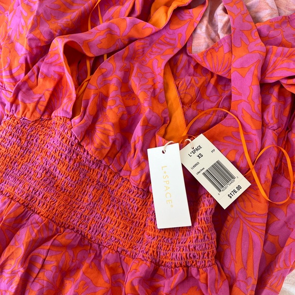NWT L*Space Lilikoi Dress - Path to Paradise (pink and orange floral) swim cover - Picture 4 of 4